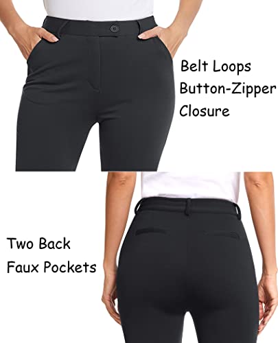 Siliteelon Women's Yoga Straight Leg Dresses Pants High Rise Stretch Work Pants Business Casual Slacks With Pockets (Black/Medium) #TOP4