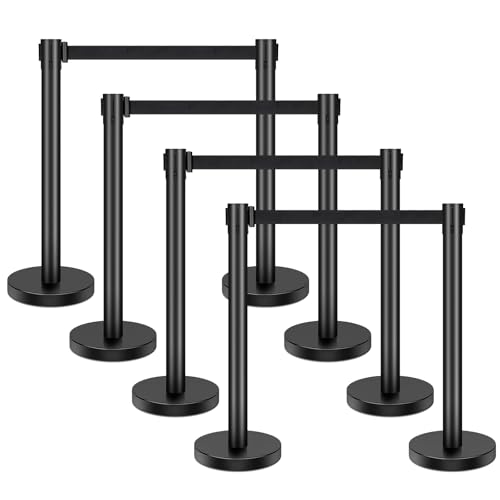 Xpcare 8PCS (PACK OF 1) Crowd Control Stanchion,8 Pieces Stanchion Set With 6.6Ft/2 M Black Retractable Belt cover