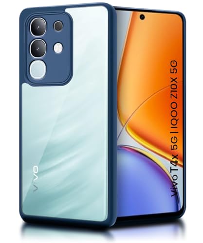 Image of WOW IMAGINE Shockproof Hybrid Back Cover for Vivo T4x 5G | iQoo Z10x 5G | Vivo Y31 Pro 5G | Hard Slim fit Back Case | PC & TPU | Clear Transparent Case - Blue