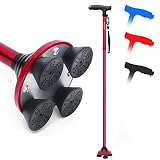 BigAlex Folding Walking Cane with LED Light,Pivoting Quad Base,Adjustable Walking Stick with Carryin