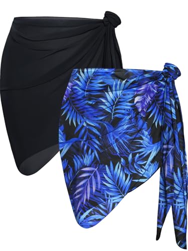 Image of CHICGAL 2 Pieces Women Beach Sarong Bathing Suit Wrap Skirt Sheer Bikini Swimsuit Cover Ups for Swimwear
