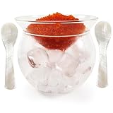 FANQIEW Glass Caviar Serving Set with 2 Pcs Mother...