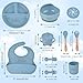 Personalisiertes Silikon-Baby-Essset mit Namen, individuelles Baby-Selbstentwöhnungsset, Selbstfütterungsgeschirr mit Löffel, Gabel, Silikon-Saugnapfschale, Tasse, Teller Armeegrün