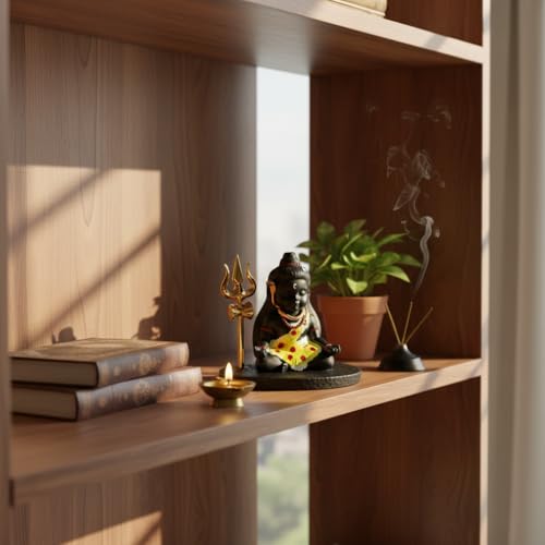 Image of HindCraft Bal Shiva Idol for Home Decor | Meditating Mahadev Statue with Trishul for Puja Room, Temple & Spiritual Gift