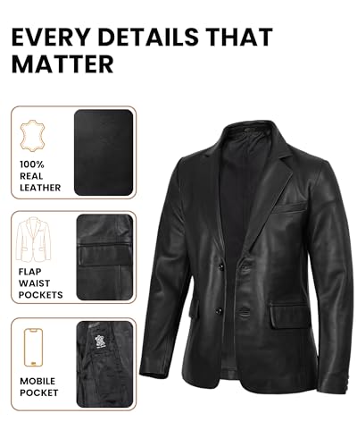 Image of Decrum Men Leather Jacket - Casual Stylish Real Lambskin Leather Jackets for Mens