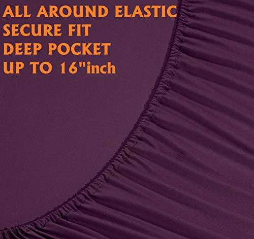 Elegant Comfort Luxury Soft Bed Sheets 1500 Premium Hotel Quality Microfiber Softness Wrinkle and Fade Resistant (6-Piece) Bedding Set, California King, Sangria Purple