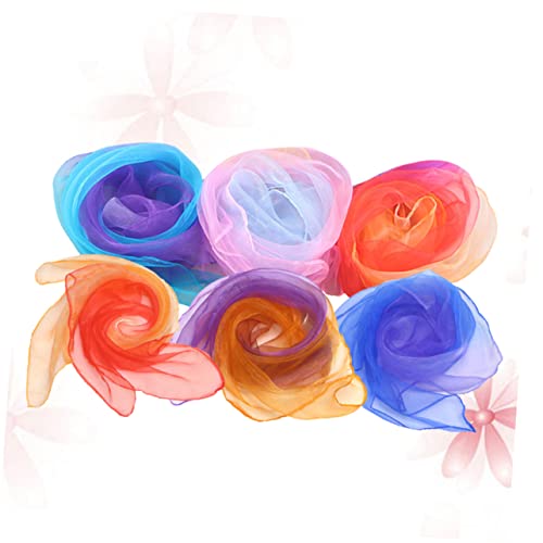 6pcs Small Scarf Dancing Scarves Scarfs Silk Scarves for for Dance Play Silk Square Juggling Party Random Color3