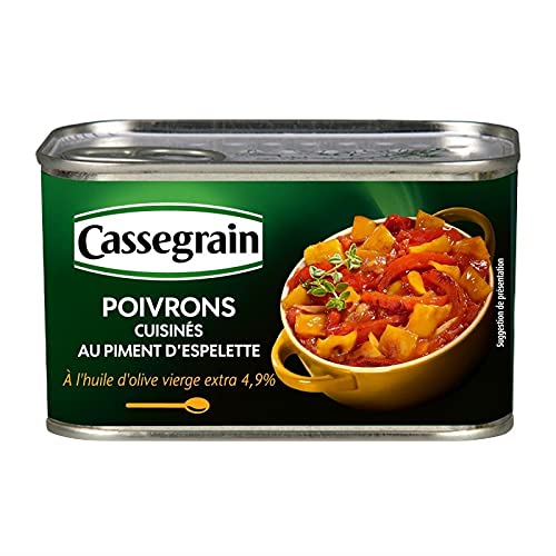 CASSEGRAIN Poivrons Cuisinés Au Piment D'Espelette 1/2 - Savoureux légumes en conserve de qualité supérieure - 375g - Lot De 3 - Vendu Par Lot