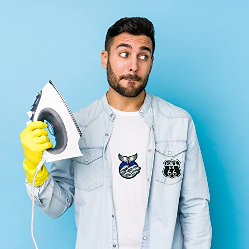 Wikineon Embroidered Iron On Patch, Us Route 66 Applique Patch, Punk Roll Embroidered Badge Iron On/Sew On Diy Clothing Accessories, Perfect For Jackets Backpack Clothes Hats Jeans T-Shirt #TOP3