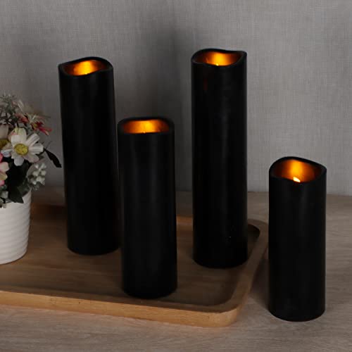 Image of antizer Flameless Candles Led Candles Pack of 9 (H 4 inch 5 inch 6 inch 7 inch 8 inch 9 inch x D 2.2 inch) Black Real Wax Battery Candles with Remote Timer
