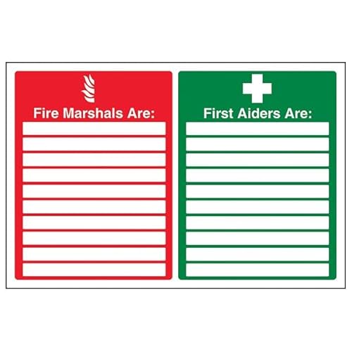 V Safety Fire Equipment - Fire Marshals/First Aiders - 400 X 300MM Safety Sign With Snap Frame