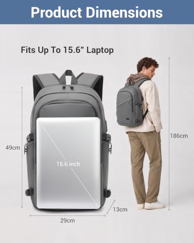 Miniatura 7 de Kono Mochila Hombre Mochila Portatil Impermeable Mochila Ordenador Portatil 15.6 Pulgadas Con Puerto Usb Mochila Antirrobo Backpack Laptop Para Ordenador Del Negocio Trabajo Diario Viaje Escolares