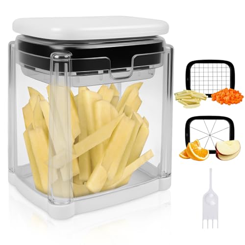 Pommesschneider und Gemüseschneider, 2 in 1 Kartoffelschneider mit 2 Klingen Schnellschnitt,...