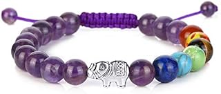 JSDDE Natural Crystals Bracelet Reiki Healing 7 Chakra Crystal Stone Bracelets Lucky Elephant Macrame Tassels Braided Bracelets for Women
