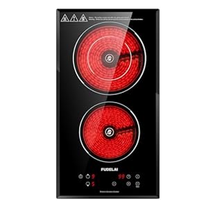 2 Burners Electric Cooktop, Portable Ceramic Cooktop with 9 Power Levels & Timer, 1800W 120V, Child Safety Lock, Built-in/Countertop Use, RV Camping, Safety Auto Shutoff, UL Certified Plug
