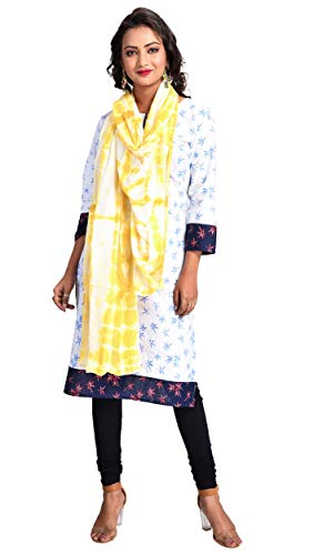 Image of Women's Pure Cotton Traditional Authentic Shibori Tie Dye Dupatta Chunni