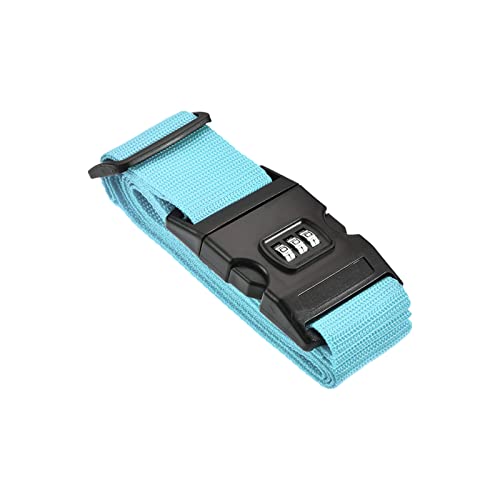Image of M METERXITY 1 Pack Luggage Strap Suitcase Belt- Travel Combination Lock Adjustable PP Baggage Accessory with Buckle, Apply to Suitcase (79x2 Inch, Sky Blue)