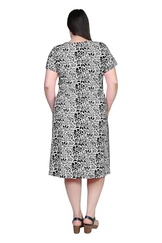 Image of LA CERA Women's Cotton Sun Dresses A-Line with Scoop Neck, Short Sleeves, Side Pockets, Floral Patterns, Machine Wash