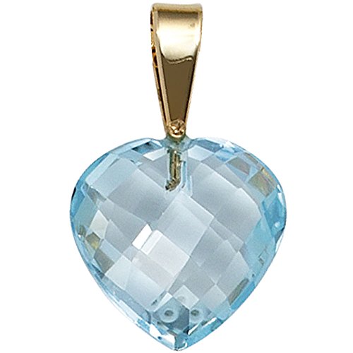Preisvergleich Produktbild JOBO Anhänger Herz 585 Gold Gelbgold 1 Blautopas