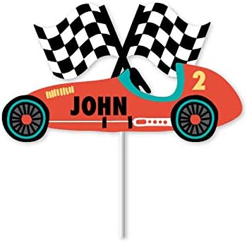 Vintage Race Car - Custom Name Cake Topper | Race Car Birthday Party Decorations | Race Car Cupcake Topper | Personalized Name Cake Topper | Race Car Themed Party