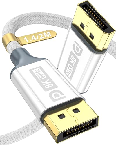 LMGKE DisplayPort 1.4 Cable to DisplayPort Cable，8K@60Hz DP Cable 32.4Gbps, Digital Video and Audio Connection for HDR, FreeSync, G-Sync, DSC 1.2, DTS-HD Gaming Monitor, Graphics Card, TV, PC, Laptop