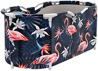 WECKX Folding Bathtub Home Sauna Adult Household Bath Barrel Double Foldable Bath Tub Portable Flamingo Spa Bath Tub