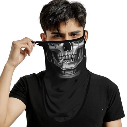 ShopINess Schlauchschal Totenkopf mit Ohrenschlaufen Unisex – Motorrad Bandana und Gesichtsmaske, Skull Maske für Halloween, Ski, Snowboard, Radfahren und Outdoor Sport...