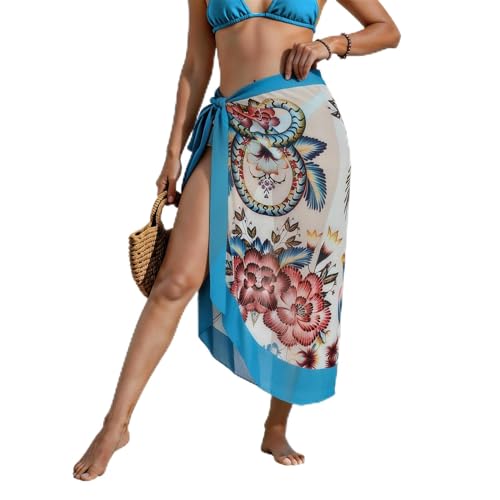 Copricostume da bagno da donna con spacco alto stampato, copricostume