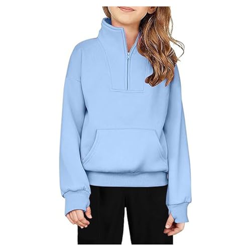 Girls Sweatshirts Trendy Half Zipper Cropped Hoodies Oversized Long Sleeve Thumb Hole Sweatshirt Fashion Fall Clothes