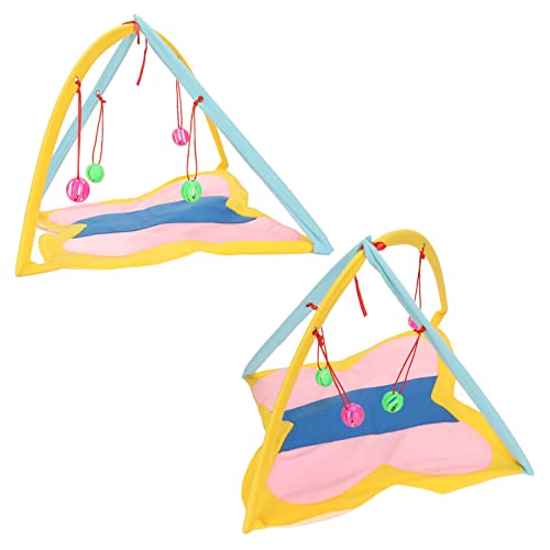 Barraca para cama de gato com brinquedo de sino pendurado, brinquedo interativo para gato dobrável,