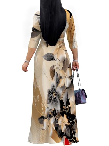 Image of PinkPatty Women's Long Sleeve Maxi Dress Plus Size Trendy Wedding Guest Wrap Dress with Pockets&Belt