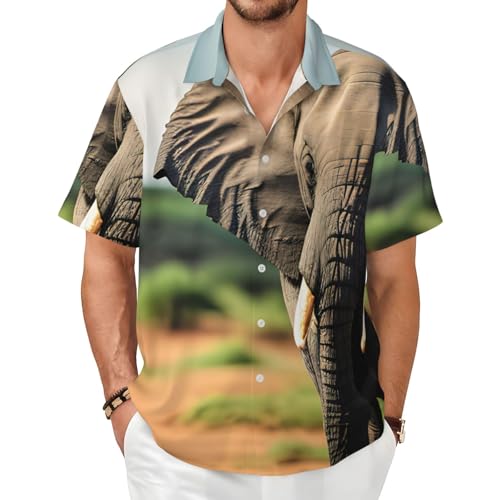 Chemise d'été homme imprimé éléphant en tissu doux et respirant anti-transpiration