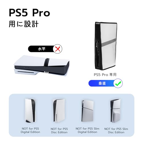 Mcbazel 新型 PS5 Pro用ダストカバー 縦置 保護カバー 傷防止 通気性 脱着簡単 汚れ防止 お手入れ簡単 PS5 Proデジタル/ディスク版対応　PS5（旧型）/ PS5 Slim非対応 - クリア