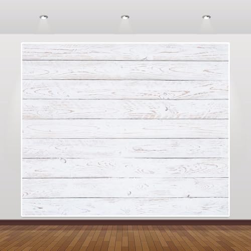 Rustic White Wood Backdrop for Party 12x10ft Wooden Plank Texture
