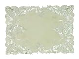 Light Green Placemats Set of 6 - Rectangle Lace Linen Place Mats European Embroidery - Perfect for K