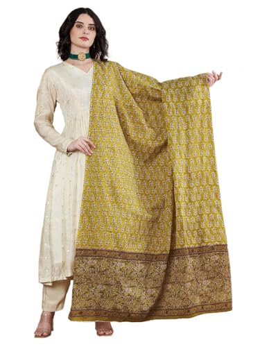 Image of Women's Cotton Blend Floral Print Dupatta with 2.20 Meters | Women's cotton printed dupatta with tassels