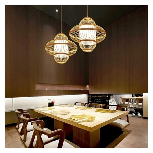 Lustre vintage bois pour table à manger suspension rétro 42cm