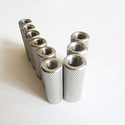 5pcs M4 M5 knurled nut stainless steel cylindrical sleeve through hole column cylinder hand tighten twist nuts knob sleeves - (Size: M4x8mmx8mm)