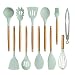geek cook Silikonowy zestaw przyborów kuchennych, nowy silikonowy zestaw naczyń kuchennych z drewnianym uchwytem, łopatka do zupy, łopatka, szczotka do makaronu, trzepaczka do jajek, narzędzia kuchenne do gotowania