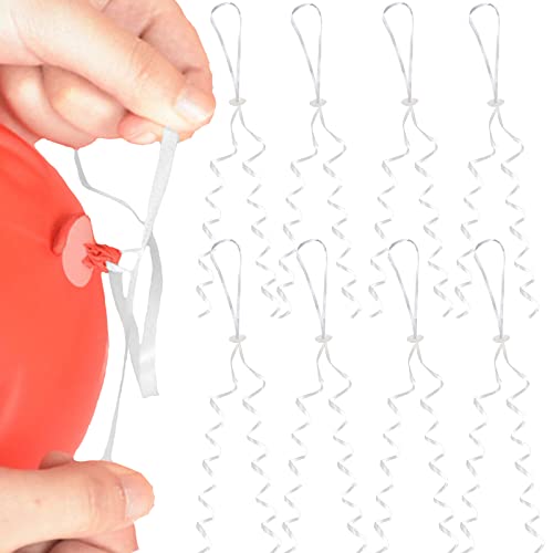 50 Pièces Fermetures de Ballons, Ballons Rubans avec Fermeture, Ballon Fermetures Attache, Libération Rapide Attache Ballon Helium, pour Hélium et Air Remplissage Cover