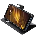 ebestStar - kompatibel mit Xiaomi Pocophone F1 Hülle Kunstleder Wallet Hülle Handyhülle [PU Leder], Kartenfächern, Standfunktion, Schwarz [Phone: 155.5 x 75.3 x 8.8mm, 6.18'']