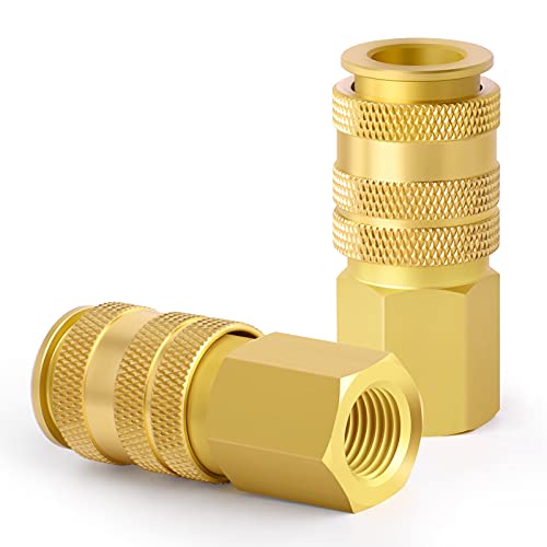 GASHER 12PCS 1/4-Inch Universal Brass Female Industrial Coupler,1/4 Inch NPT Female Threads Size,3 in 1 Quick Connect Air Coupler by GASHER - Image 2