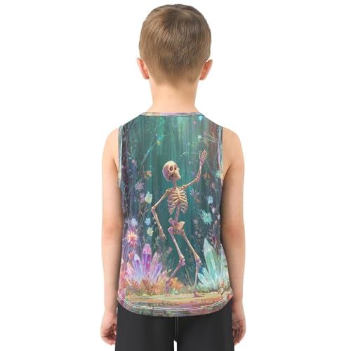 Skull Flower Teal Boys Tank Tops Toddler Boys' Assorted Sleeveless Tank Tops for 3-15 Years,3T3
