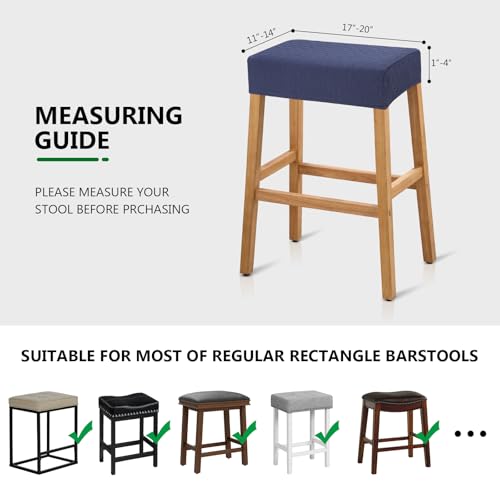 Image of YISUN Stool Covers Rectangle - 2 Pack Stretch Waterproof Saddle Seat Cover Counter Bar Stools Bar Chairs Covers Kitchen Island Chairs Cushion Protector