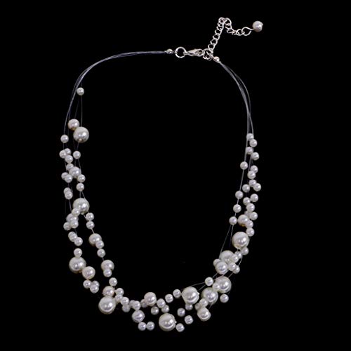 gazechimp Jóias De Casamento Conjunto De Jóias Colar De Pérolas Brincos Com Pulseira Branca