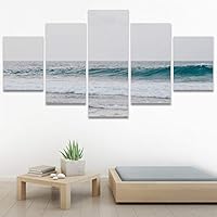 SIGNWIN 5 Panel Canvas Wall Art Modern Art Beach Coastal Expressive Global Multicolor Photography for Home Decorations Ready to Hang - 60