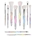 Makeup Brush Set 10 Piece Essential Make-up Brushes Kit for Powder Liquid Cream Cosmetics Blending Blush Concealer Brushes Transparent Plastic Handle（White）