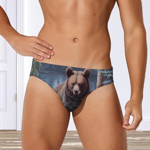 Bear Forests Men's Swim Briefs Sexy Bikini Swimsuit Beach Shorts Underwear Low Waist4