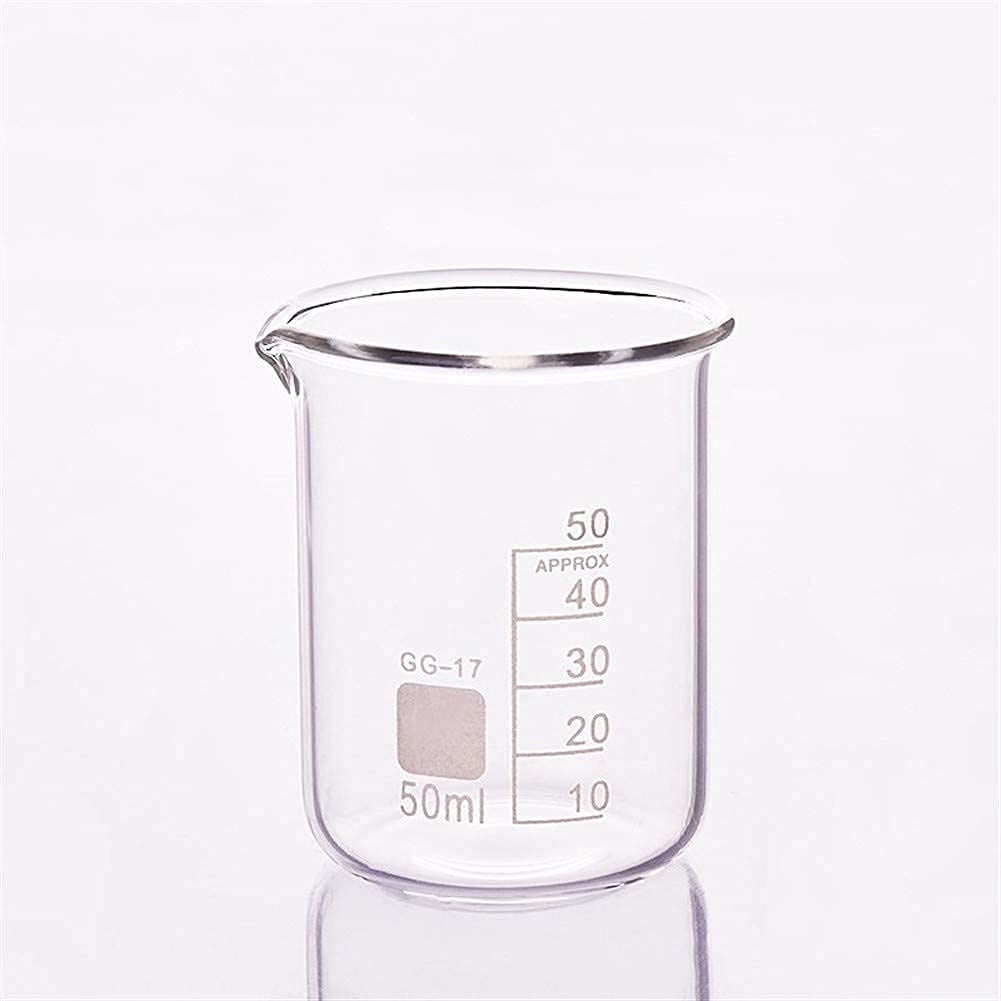 pezzi 50 ml bicchiere di vetro in forma bassa per laboratorio di chimica scala laboratorio misurazione ispessito istruzione forniture per ufficio misurazione (50 ml)