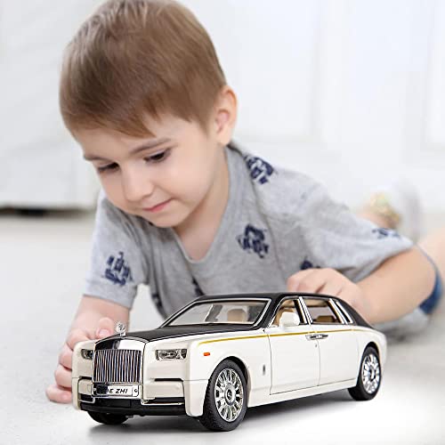 Image of DEUSON ECOM 1:24 Scale Phantom Toy Car for Kids Diecast Metal Model Car Openable Door with Sound Light and Pull Back, Black